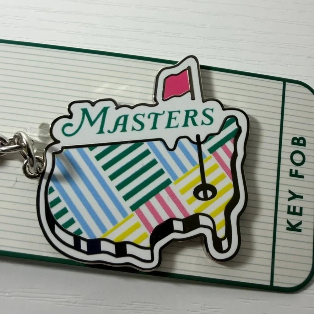 Masters Tournament Golf Key Fob Keychain Multi Color Striped Map - Picture 2 of 4